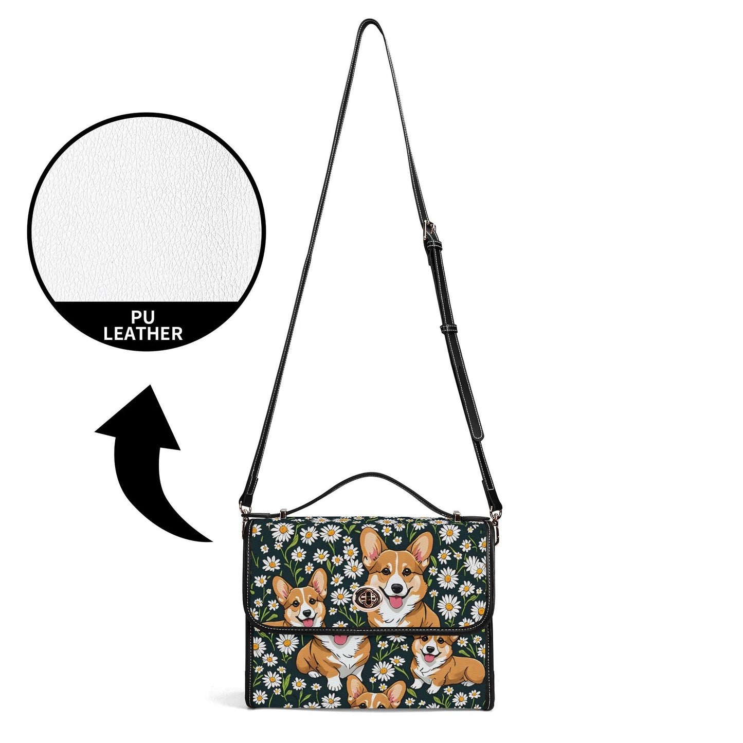 Corgi PU Leather Satchel Bag