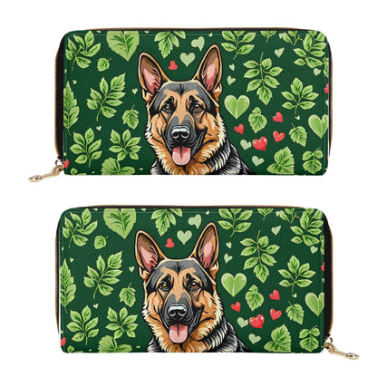 German Shepherd PU Leather Zipper Wallet