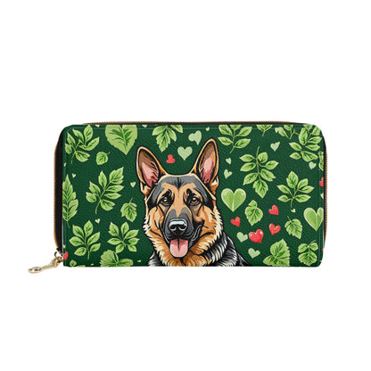 German Shepherd PU Leather Zipper Wallet