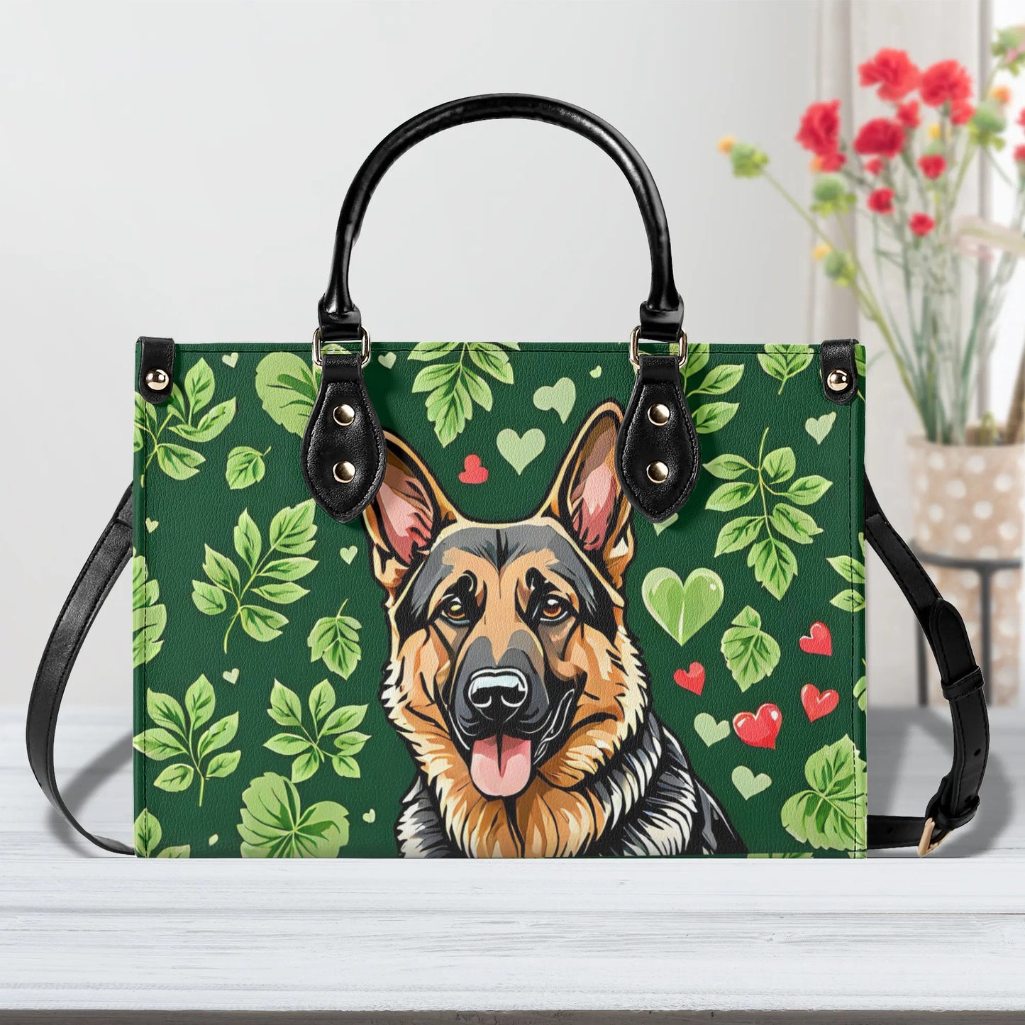 German Shepherd Women PU Leather Handbag