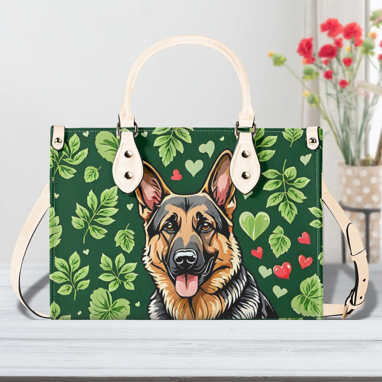 German Shepherd Women PU Leather Handbag