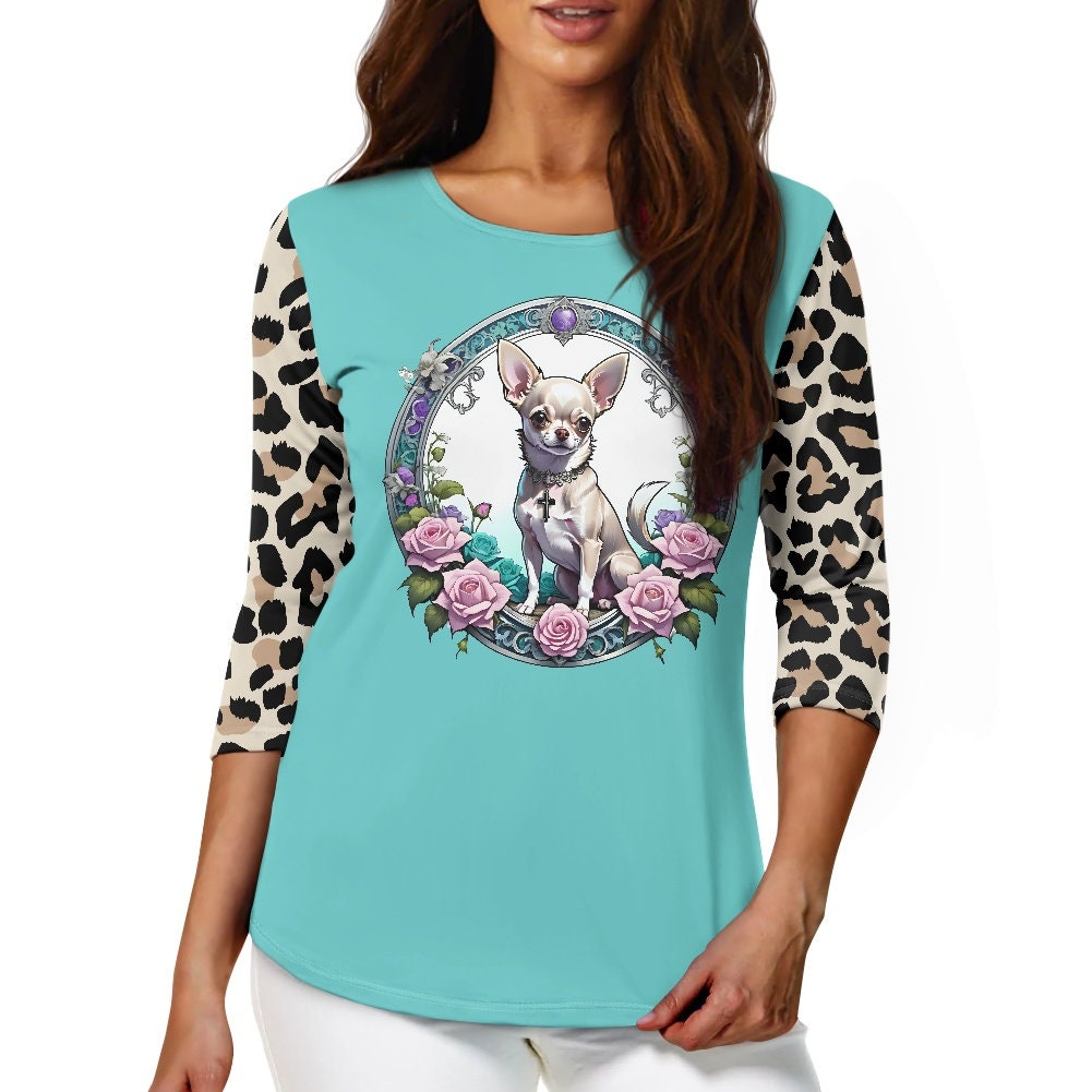 Womens chihuahua leopard print shirt