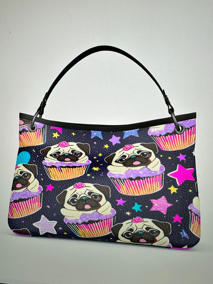 pug cupcake genuine napa leather handmade purse bag