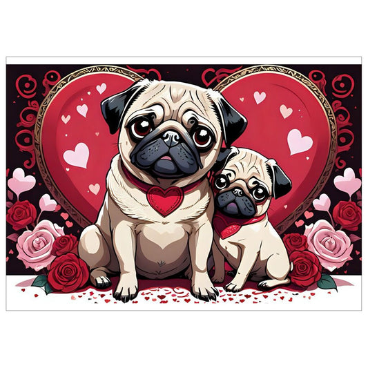 Pug Love Valentine Heart Flat Cards