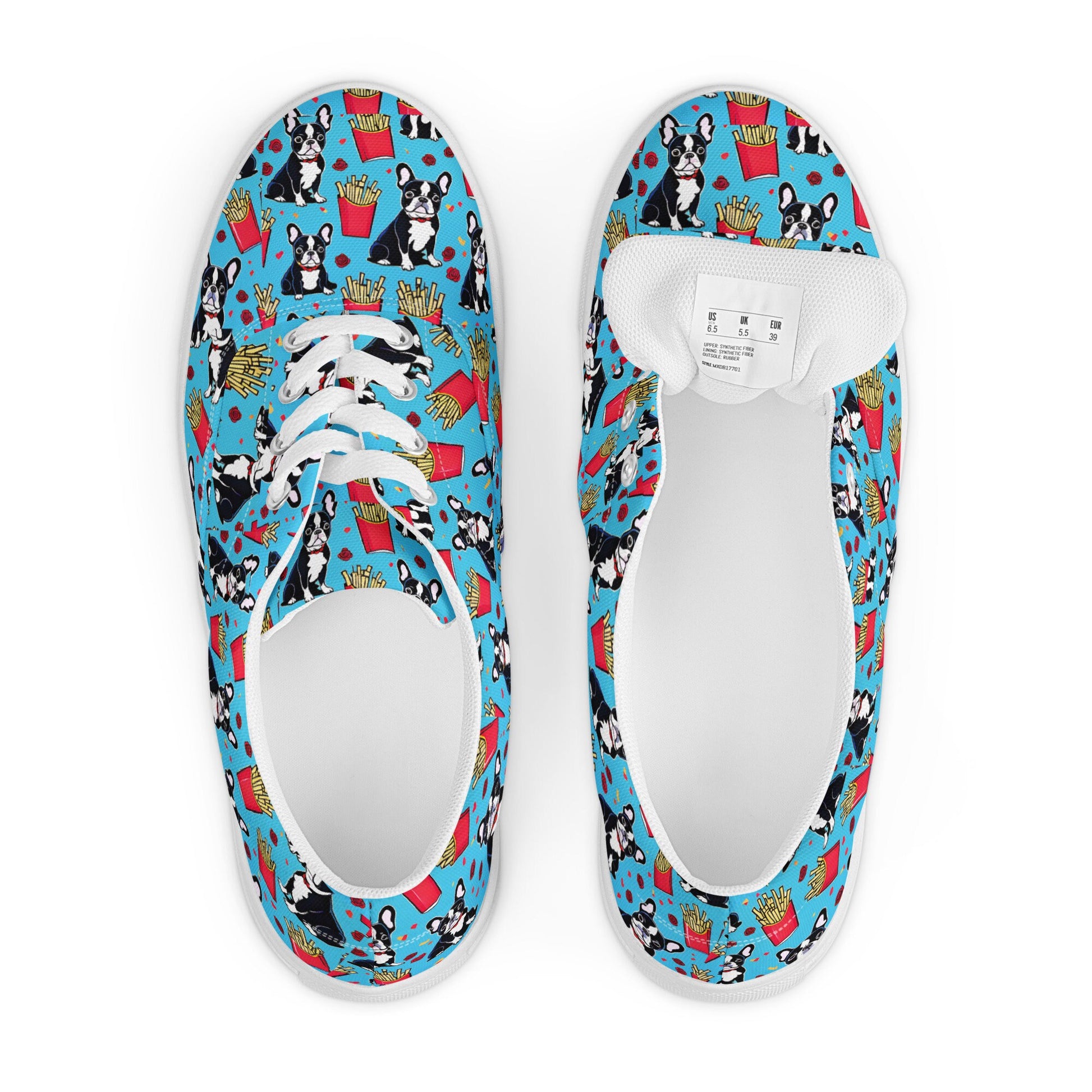 Frenchie French Bulldog Women’s lace-up canvas shoes
