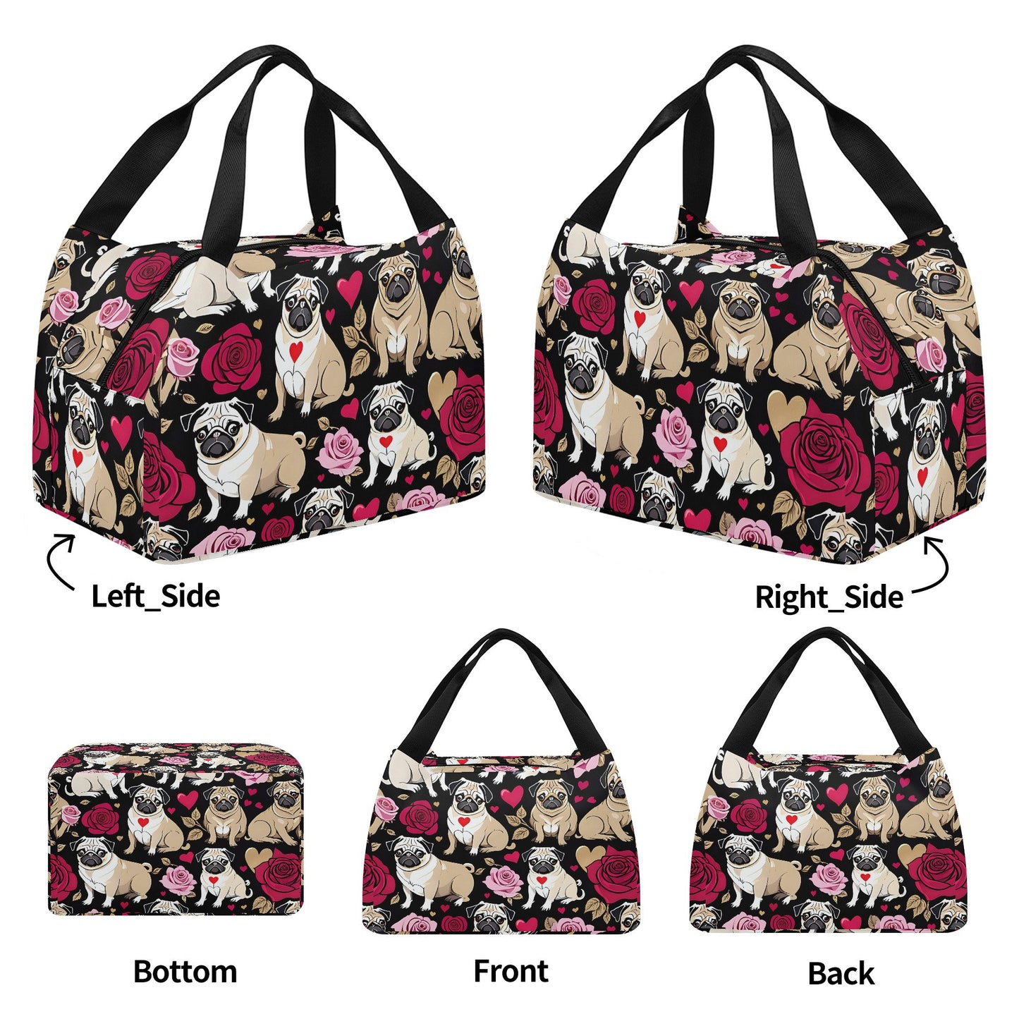 Pug Portable Tote Lunch Bag