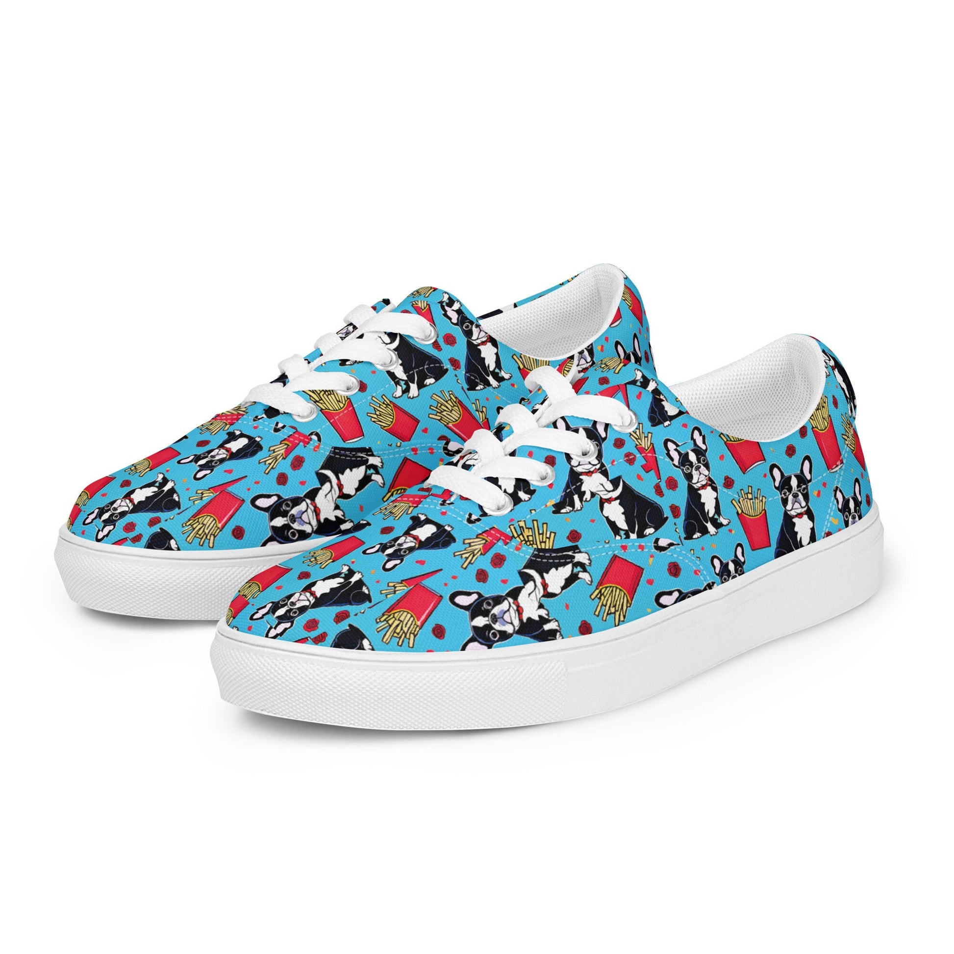 Frenchie French Bulldog Women’s lace-up canvas shoes