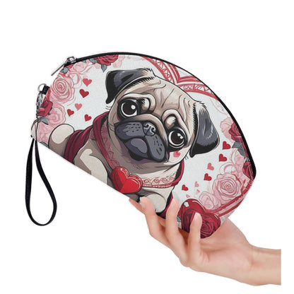 Pug Heart Curved Cosmetic Bag