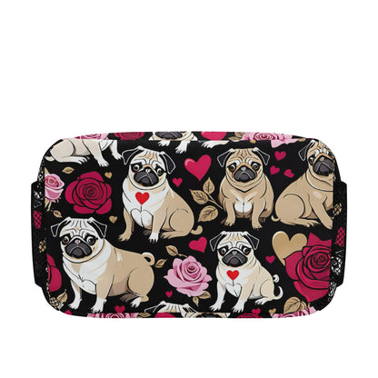 Pug lunch bag dog Portable Polyester Lunch Bag For Women,Stable Placement Snack Bag For Students,Collapsible Food Bag Gym