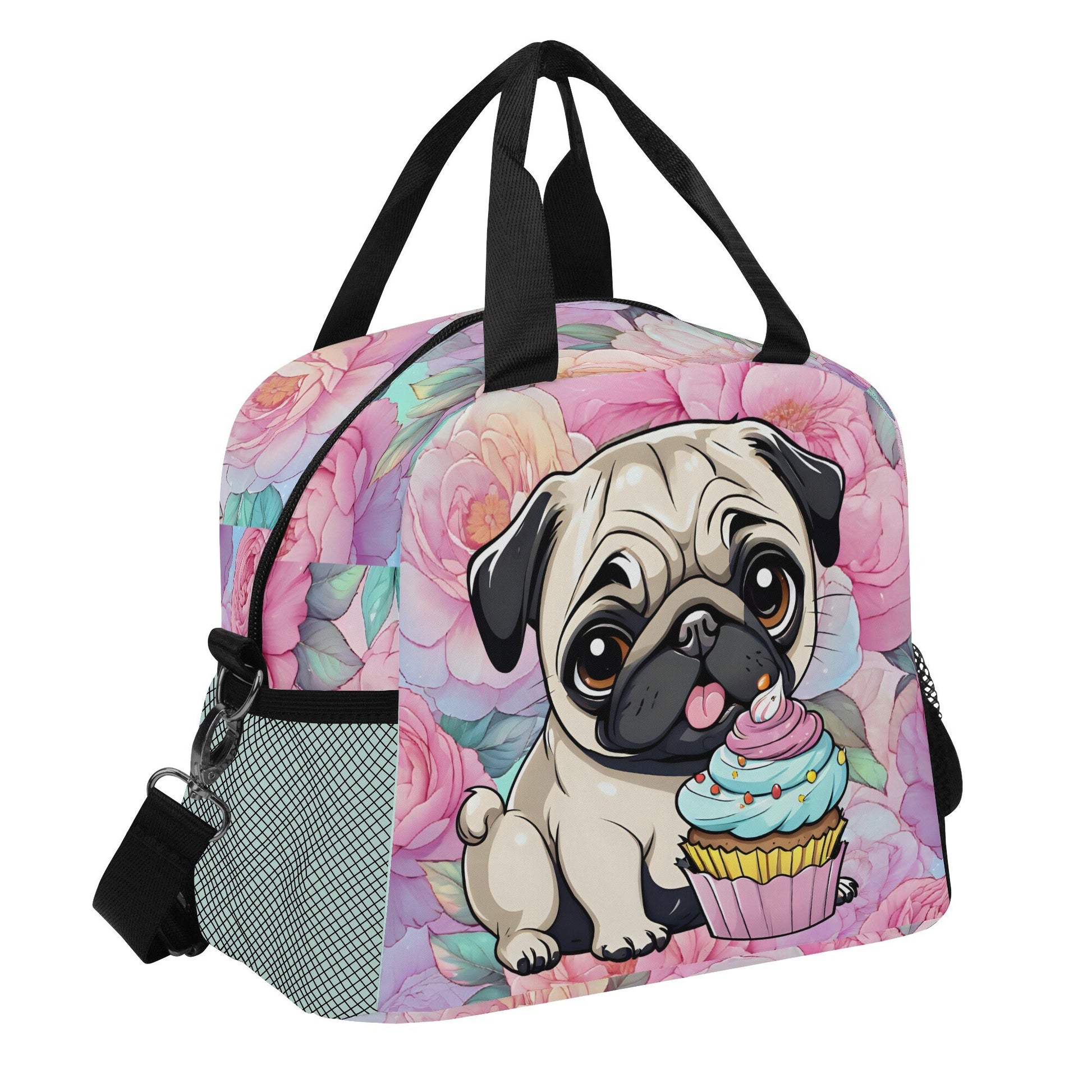 Pug Lunch Bag pug lunch tote pug lunch hand bag