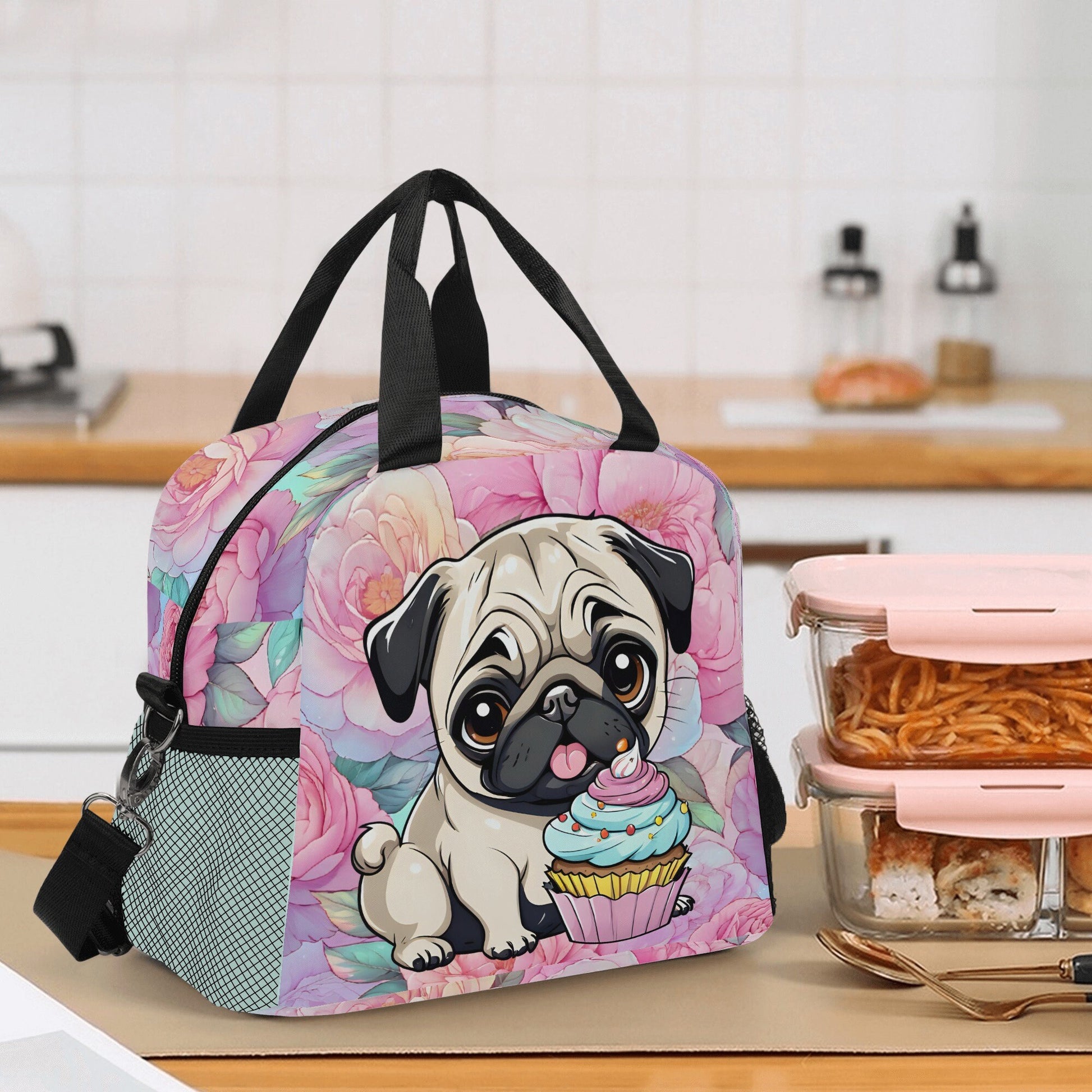 Pug Lunch Bag pug lunch tote pug lunch hand bag
