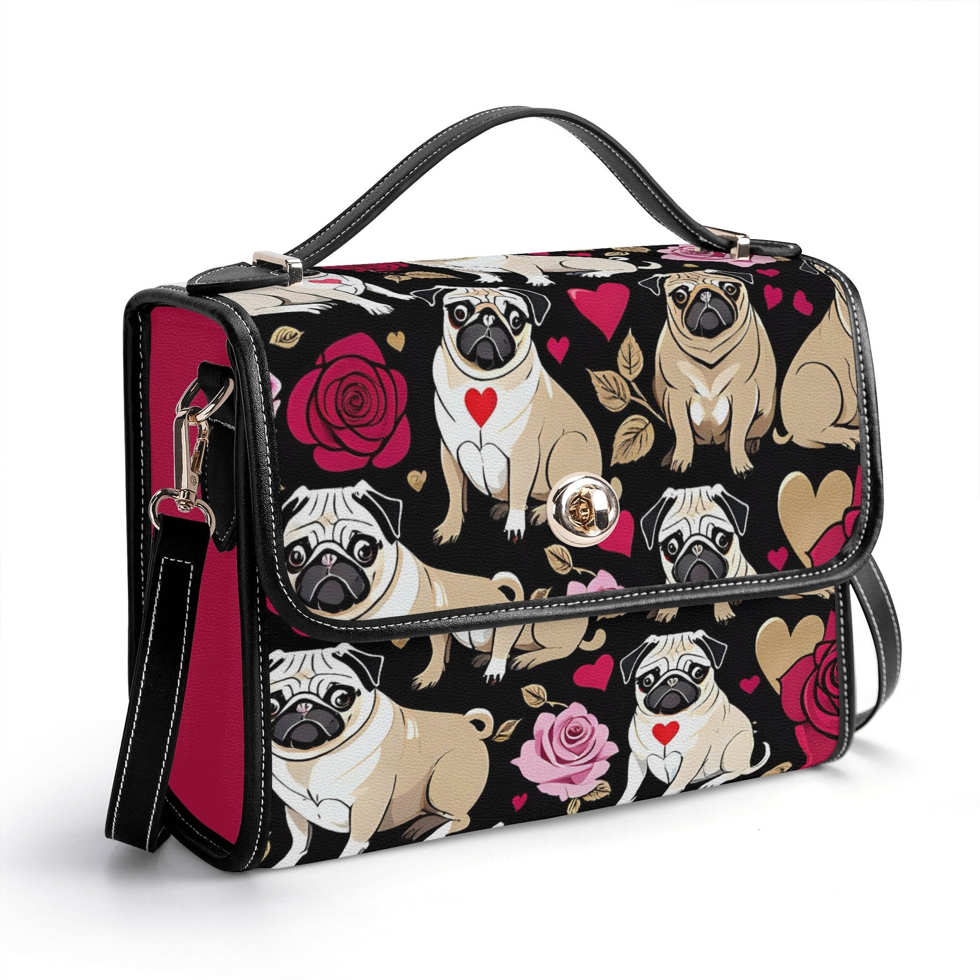 Pug PU Leather Satchel Bag