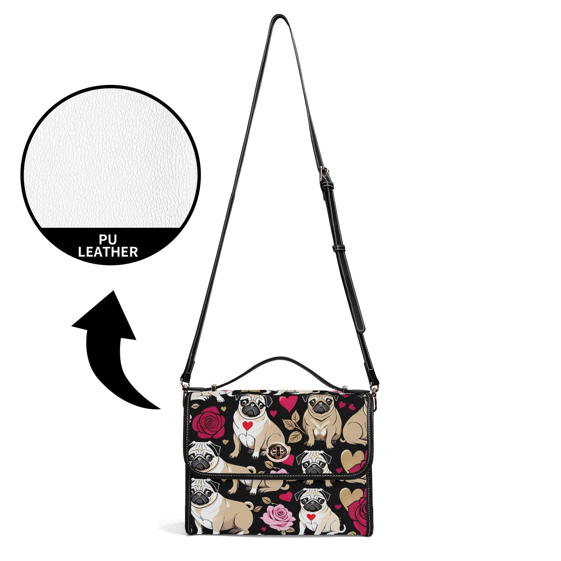 Pug PU Leather Satchel Bag