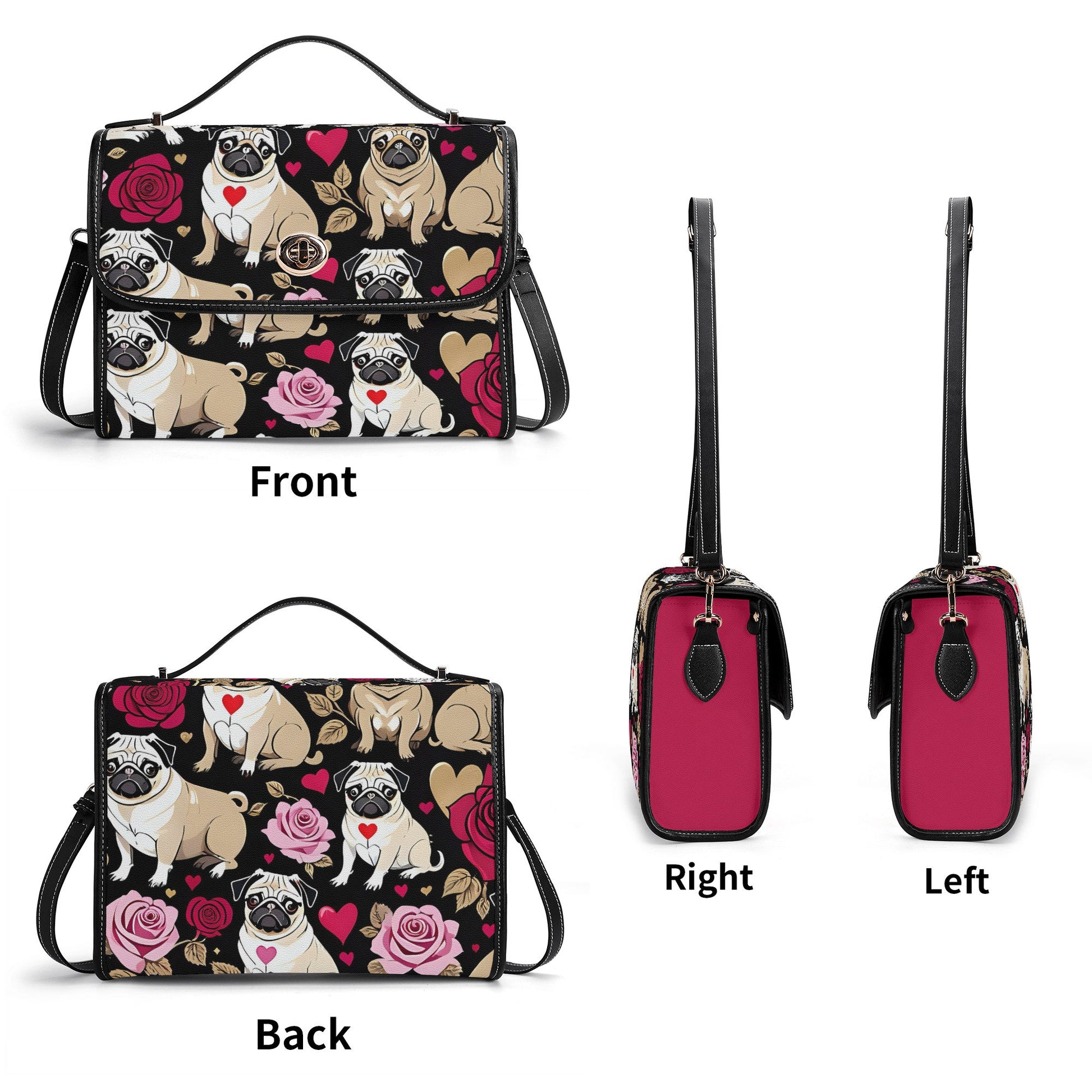 Pug PU Leather Satchel Bag