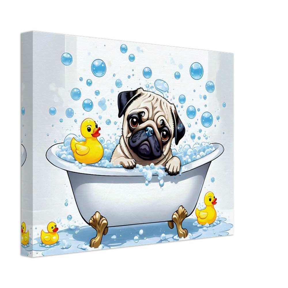 Pug In A Tub Canvas