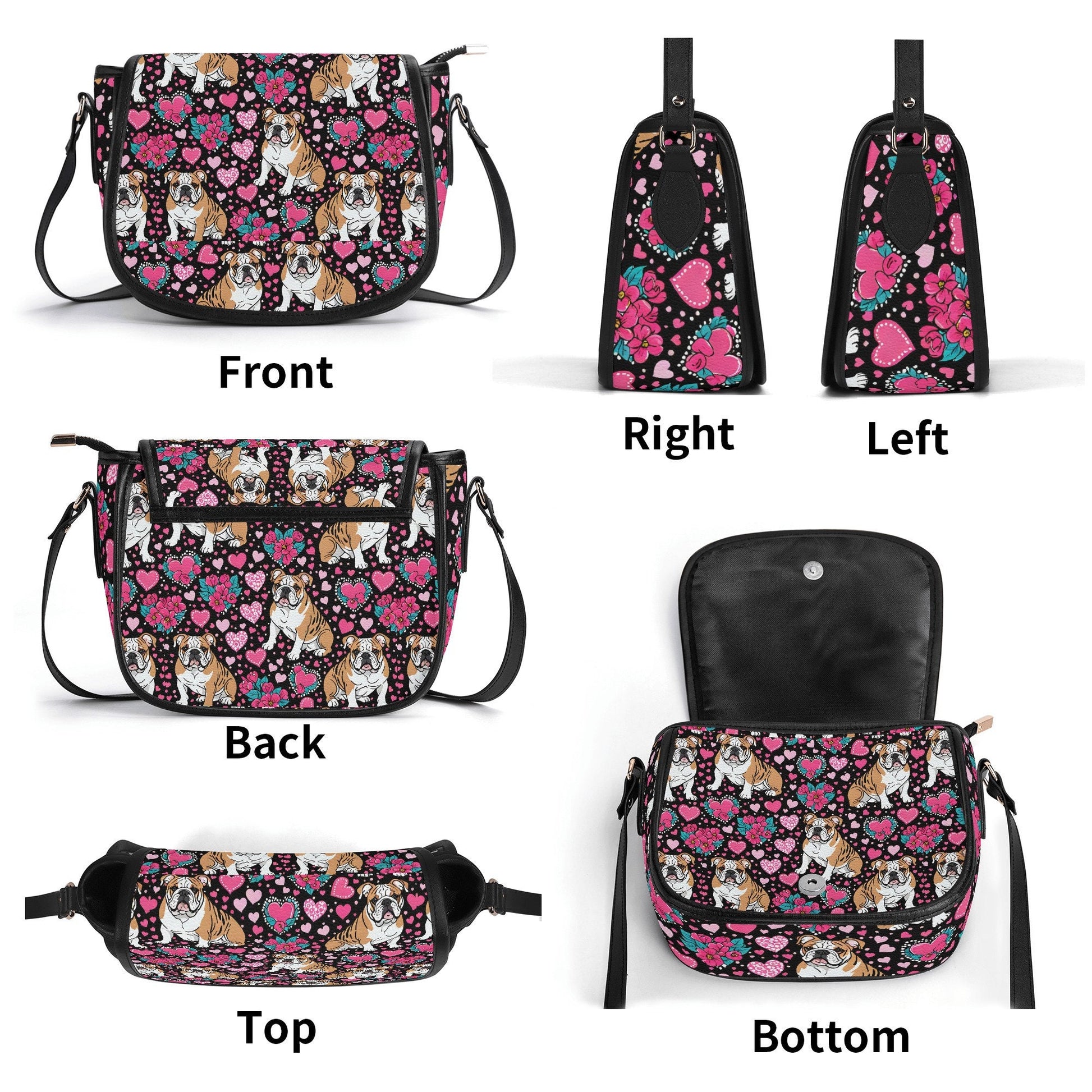 Bulldog PU Leather Saddle Bag