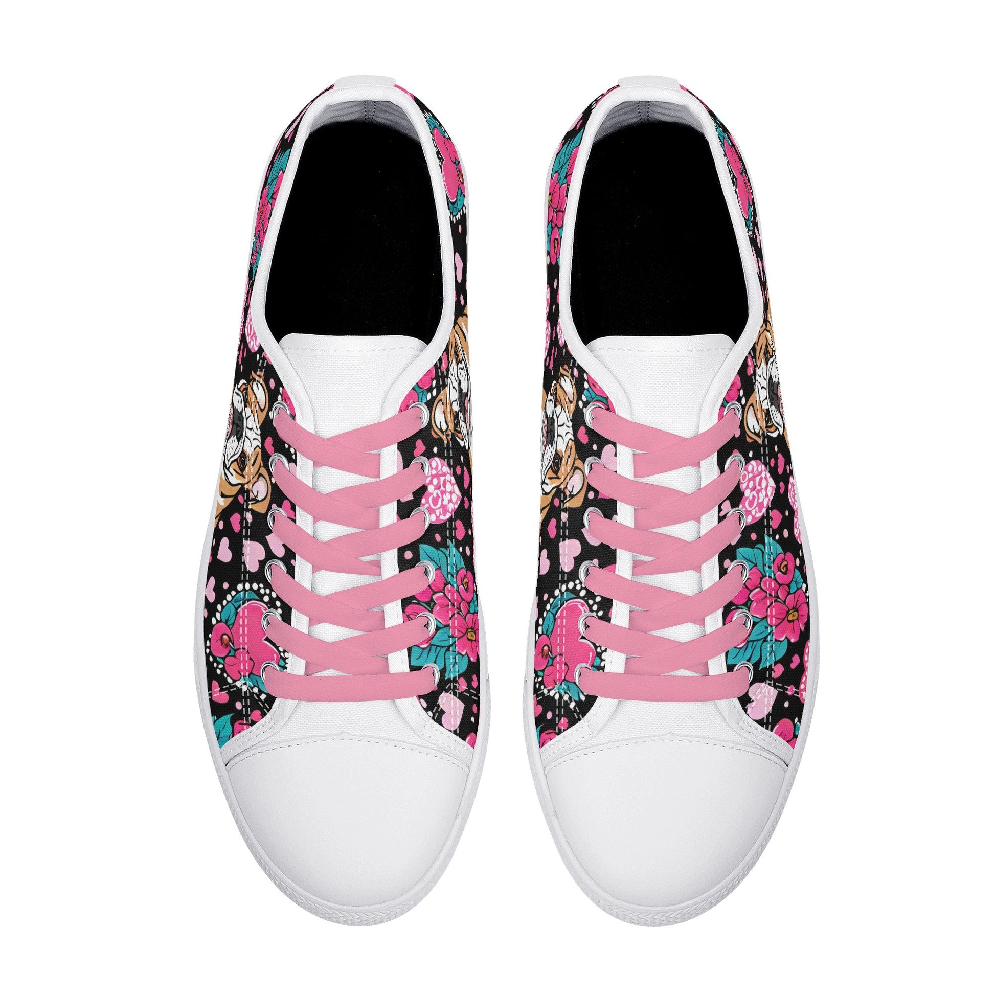 English Bulldog Women's Low Top Canvas Shoes