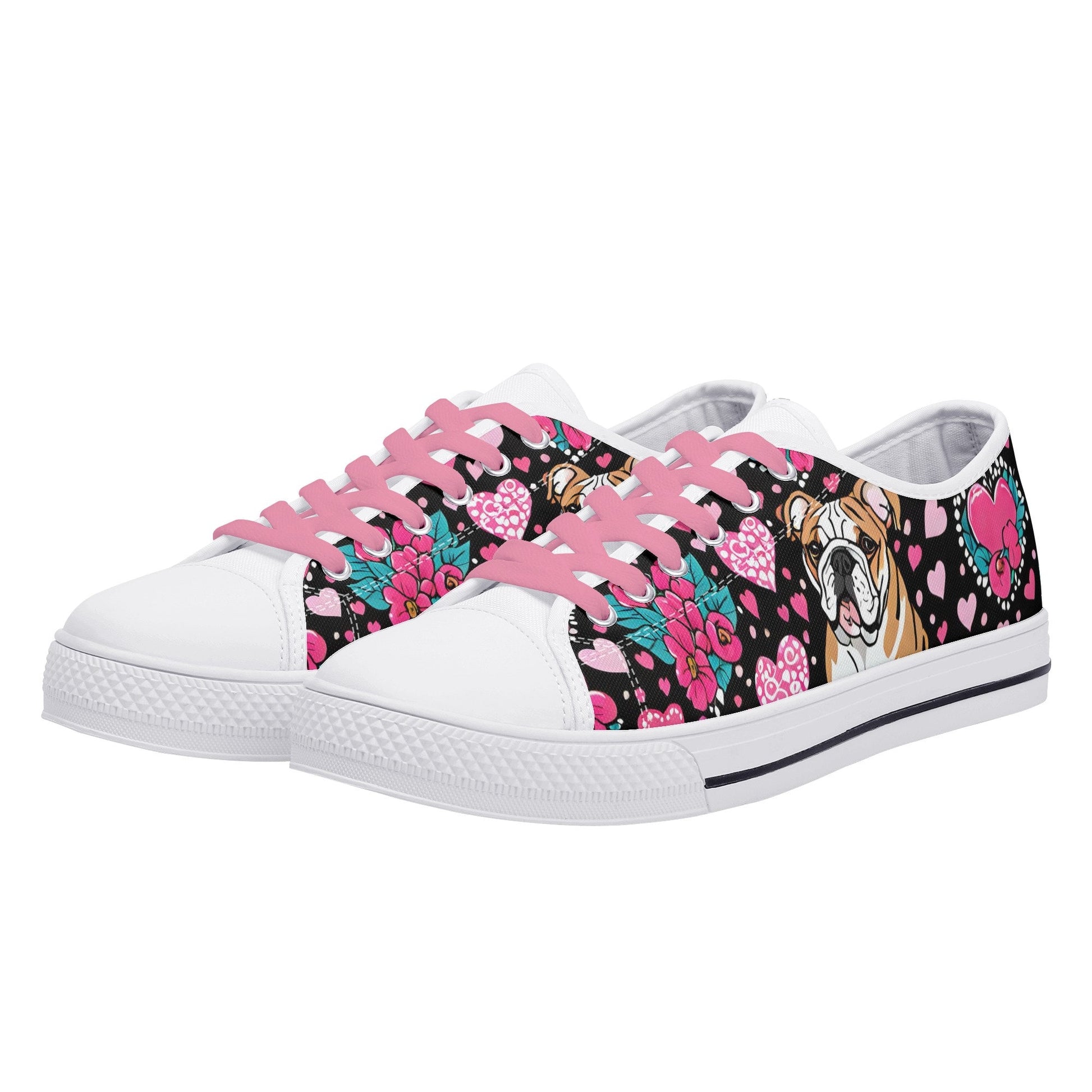 English Bulldog Women's Low Top Canvas Shoes