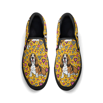 Basset Hound Women's Slip On Shoes