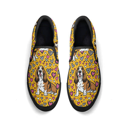 Basset Hound Women's Slip On Shoes