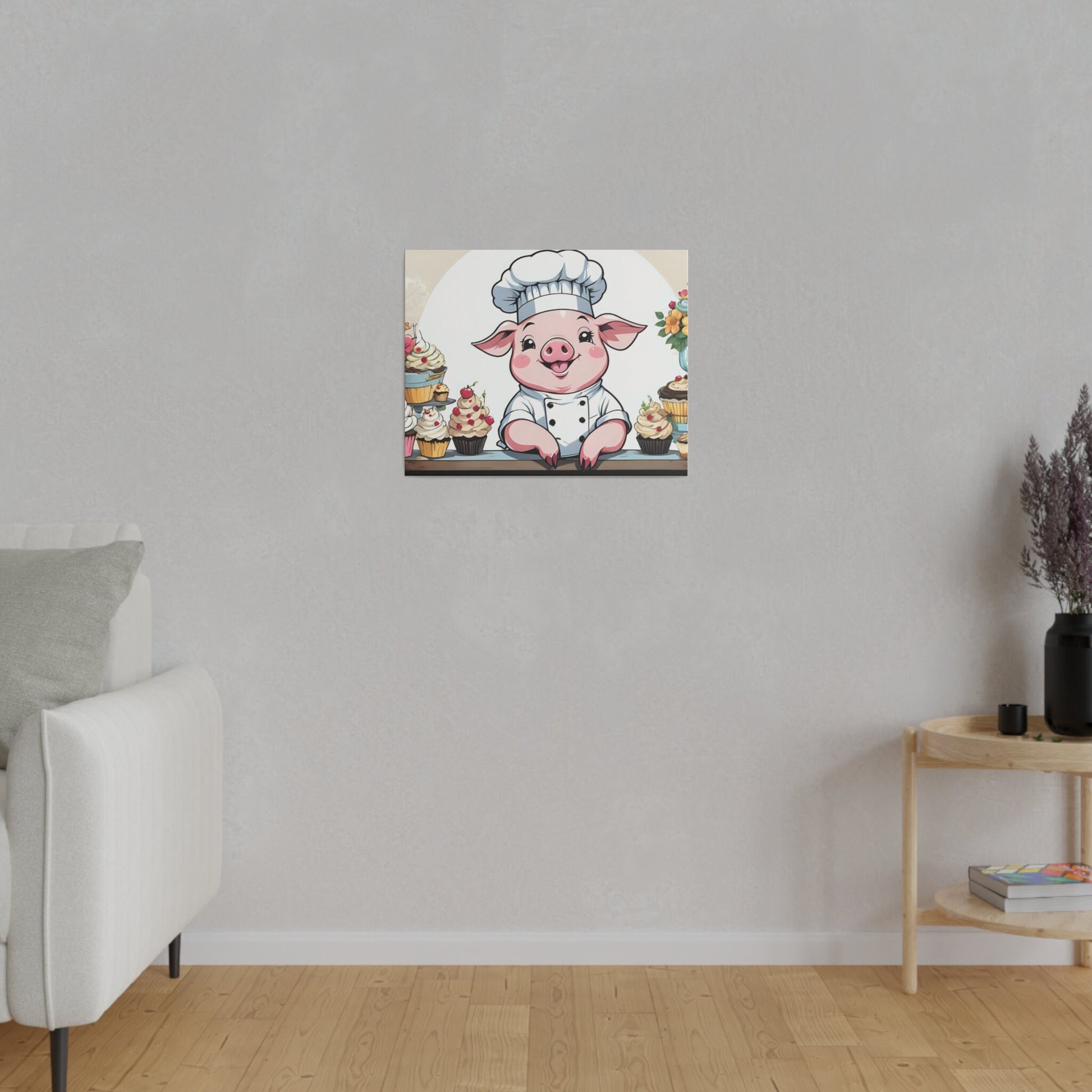 Pig Baker Pig Chef Pig Kitchen Matte Canvas, Stretched, 0.75"