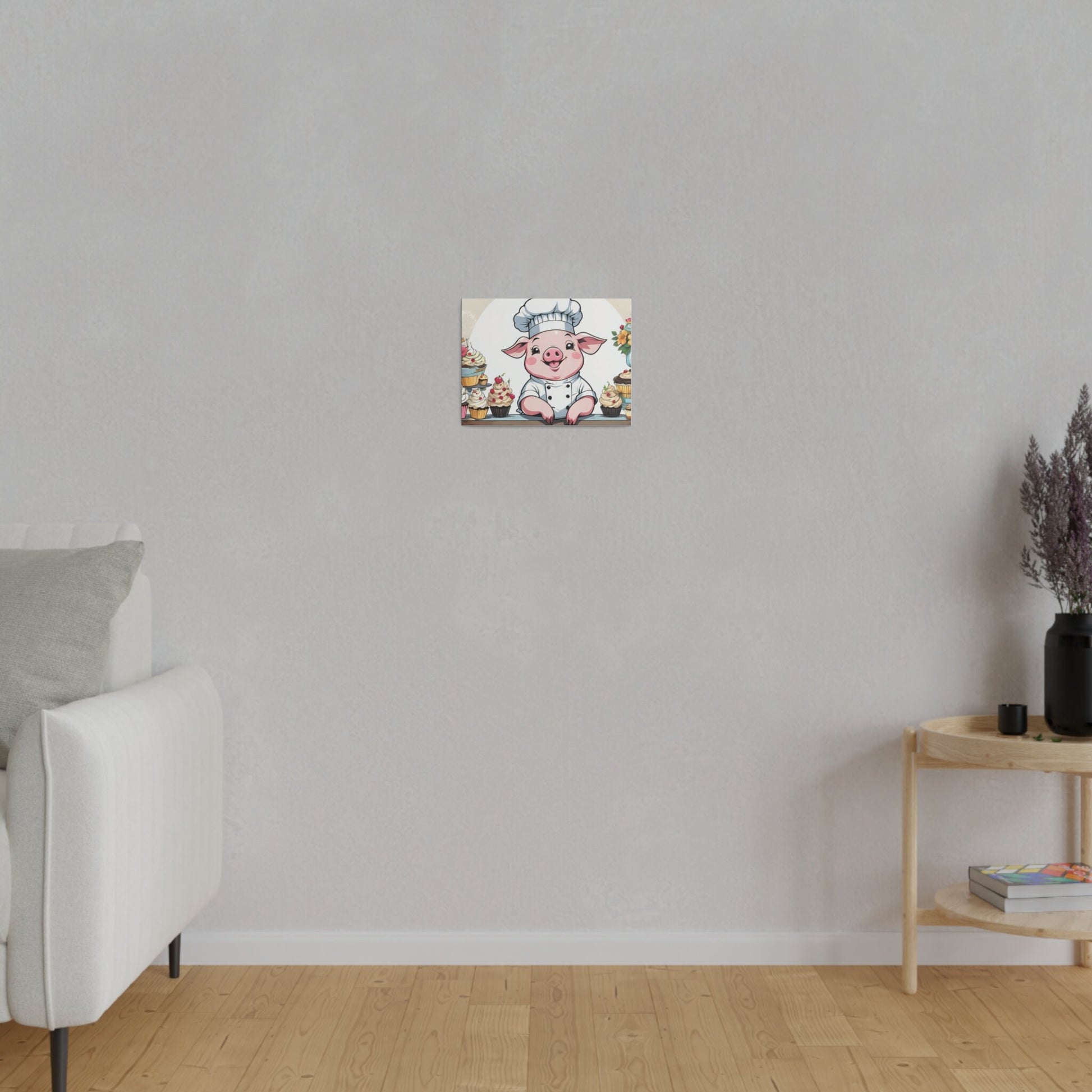 Pig Baker Pig Chef Pig Kitchen Matte Canvas, Stretched, 0.75"