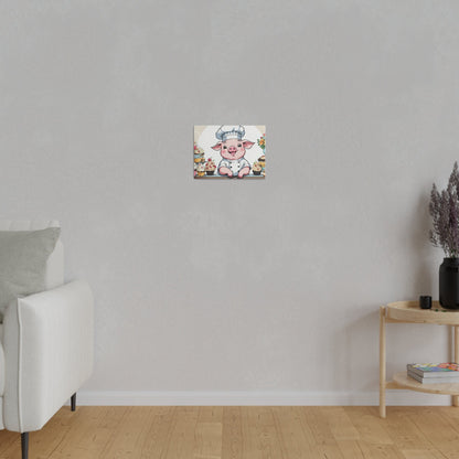 Pig Baker Pig Chef Pig Kitchen Matte Canvas, Stretched, 0.75"