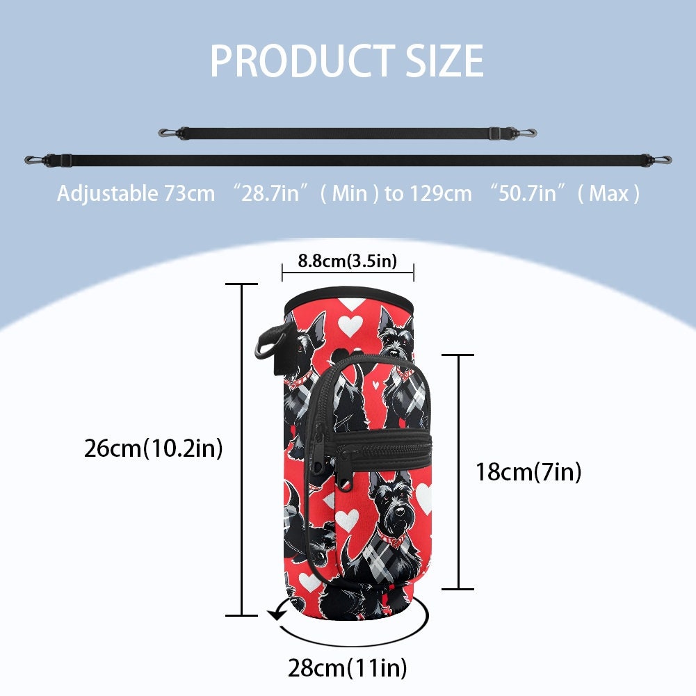 Scottish Terrier printed Water bottle carrier, water bottle cozy, water bottle cover, water bottle travel, Scottish Terrier Gift,