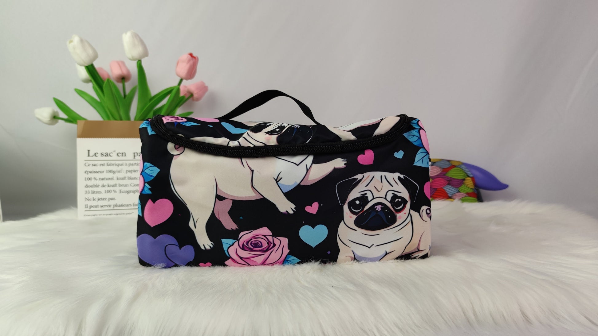 Pug hair dryer organizer traveling case storage bag