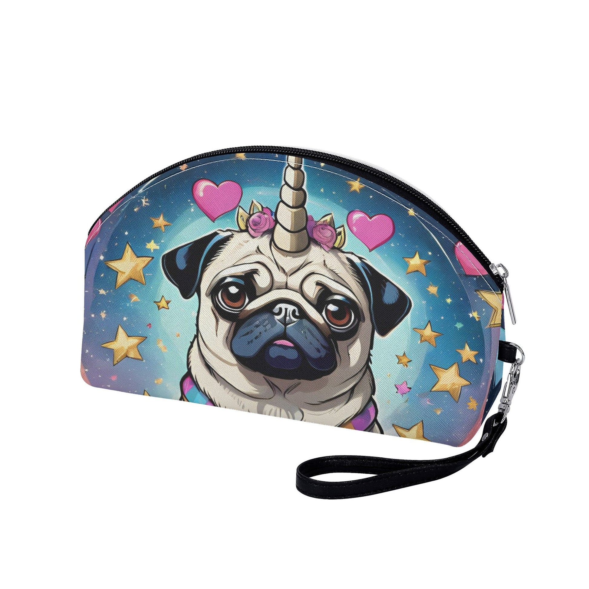 Unicorn Pug Curved Cosmetic Bag