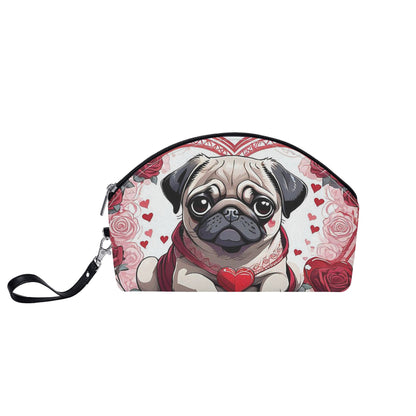 Pug Heart Curved Cosmetic Bag