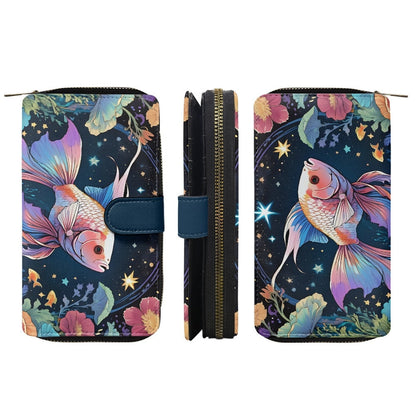 Beautiful Beta fish wallet with stars and flowers