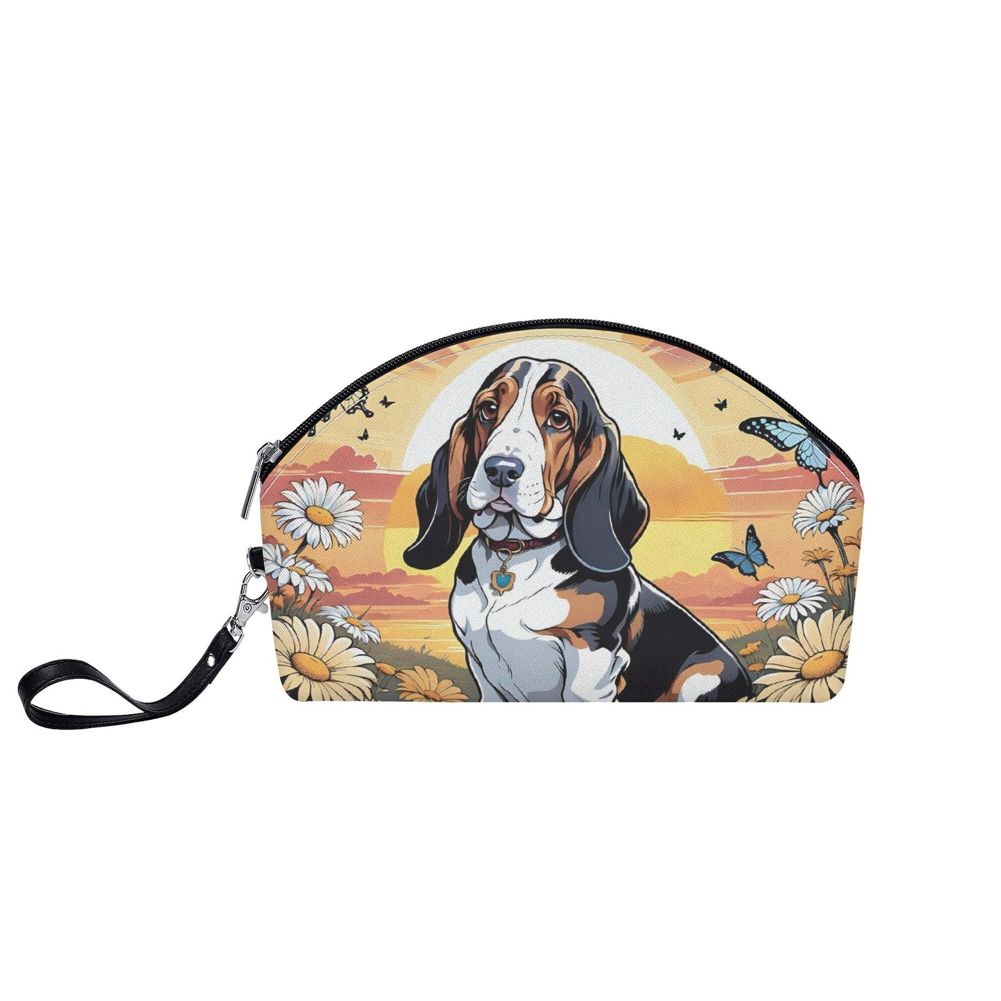 Basset Hound Curved Cosmetic Bag