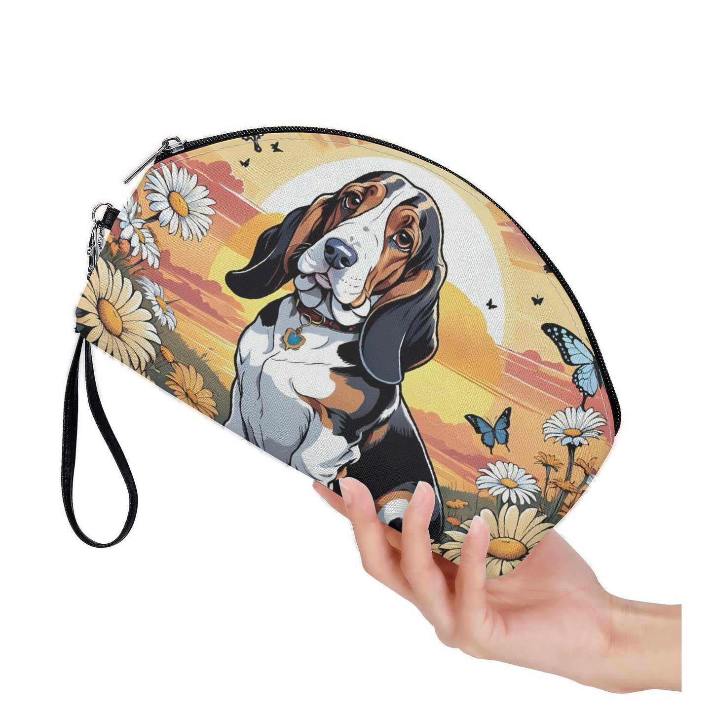 Basset Hound Curved Cosmetic Bag