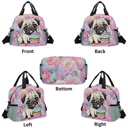 Pug Lunch Bag pug lunch tote pug lunch hand bag