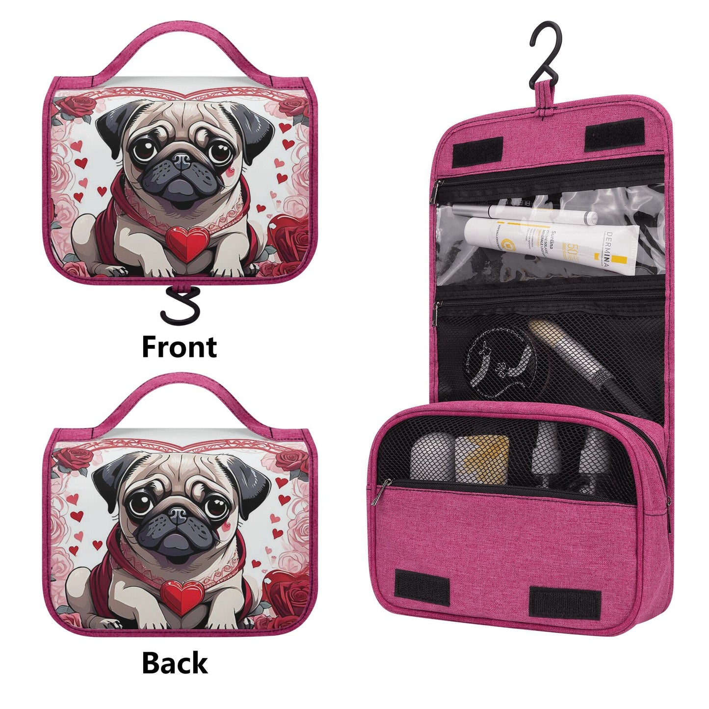 Pug Toiletry Cosmetic Travel Bag