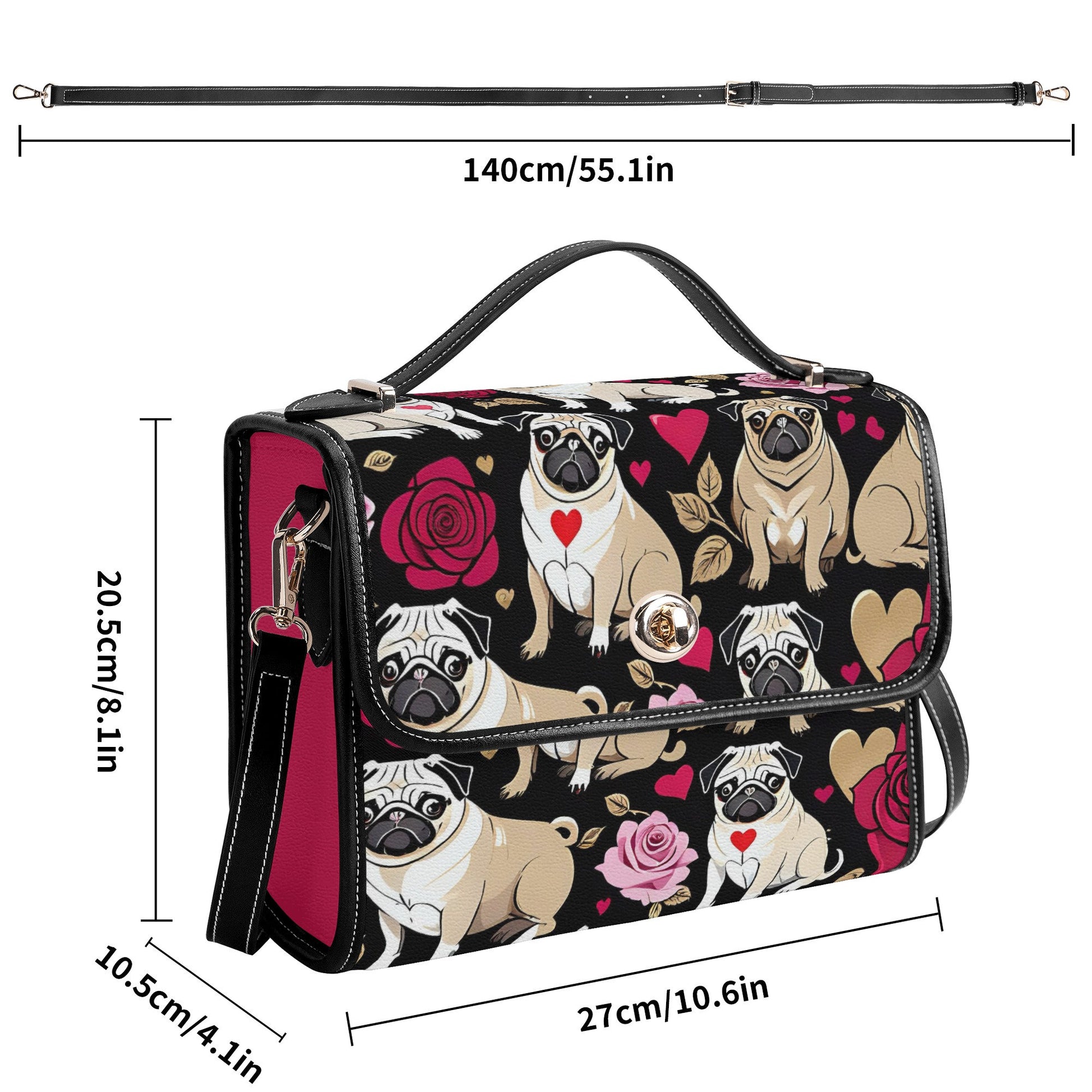 Pug PU Leather Satchel Bag