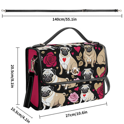 Pug PU Leather Satchel Bag