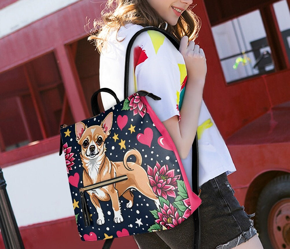 Chihuahua Casual Girls and ladies Backpack Purse