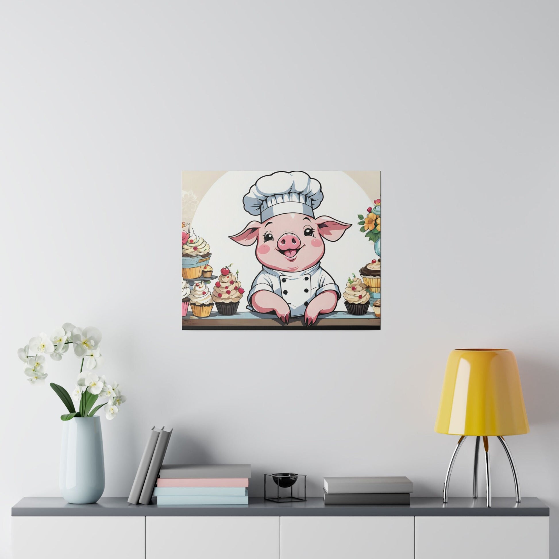 Pig Baker Pig Chef Pig Kitchen Matte Canvas, Stretched, 0.75"