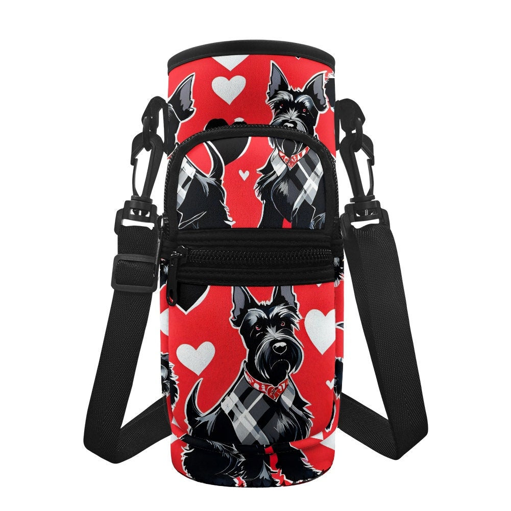 Scottish Terrier printed Water bottle carrier, water bottle cozy, water bottle cover, water bottle travel, Scottish Terrier Gift,