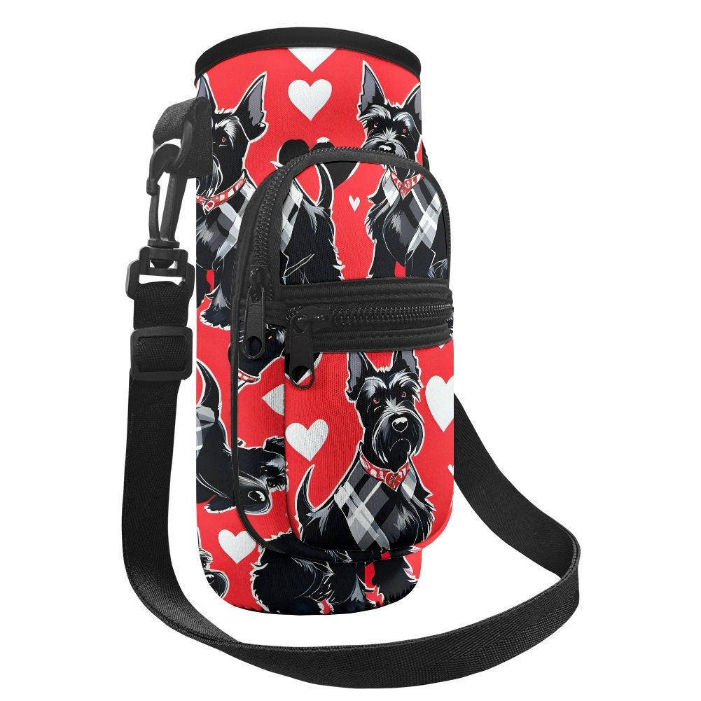 Scottish Terrier printed Water bottle carrier, water bottle cozy, water bottle cover, water bottle travel, Scottish Terrier Gift,