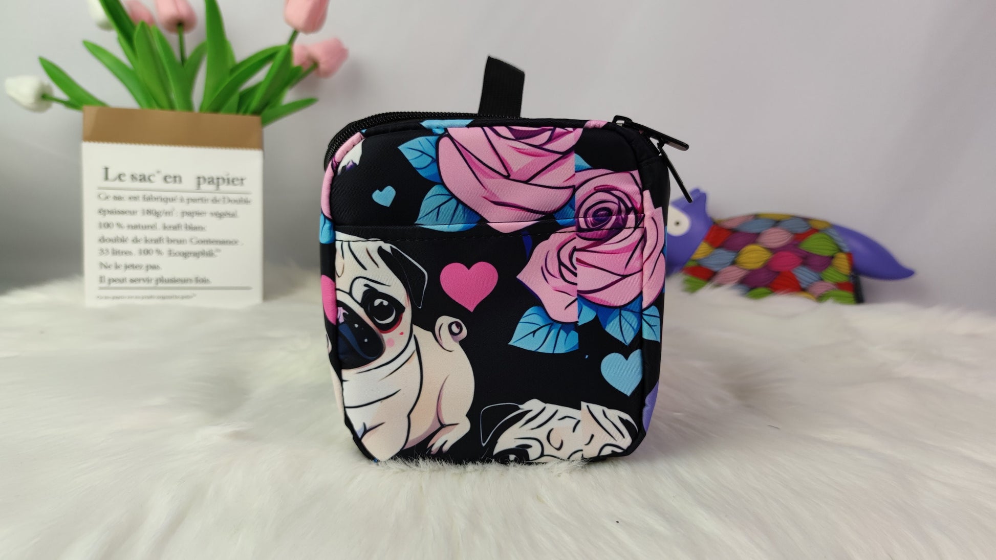 Pug hair dryer organizer traveling case storage bag